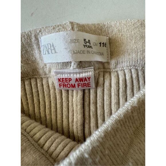 Zara girls toddler 5-6 cream ribbed leggings full length pull on basics cozy com - Picture 4 of 7